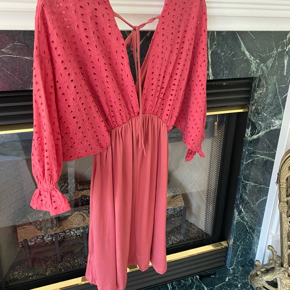 Eyelet Cranberry Dress
